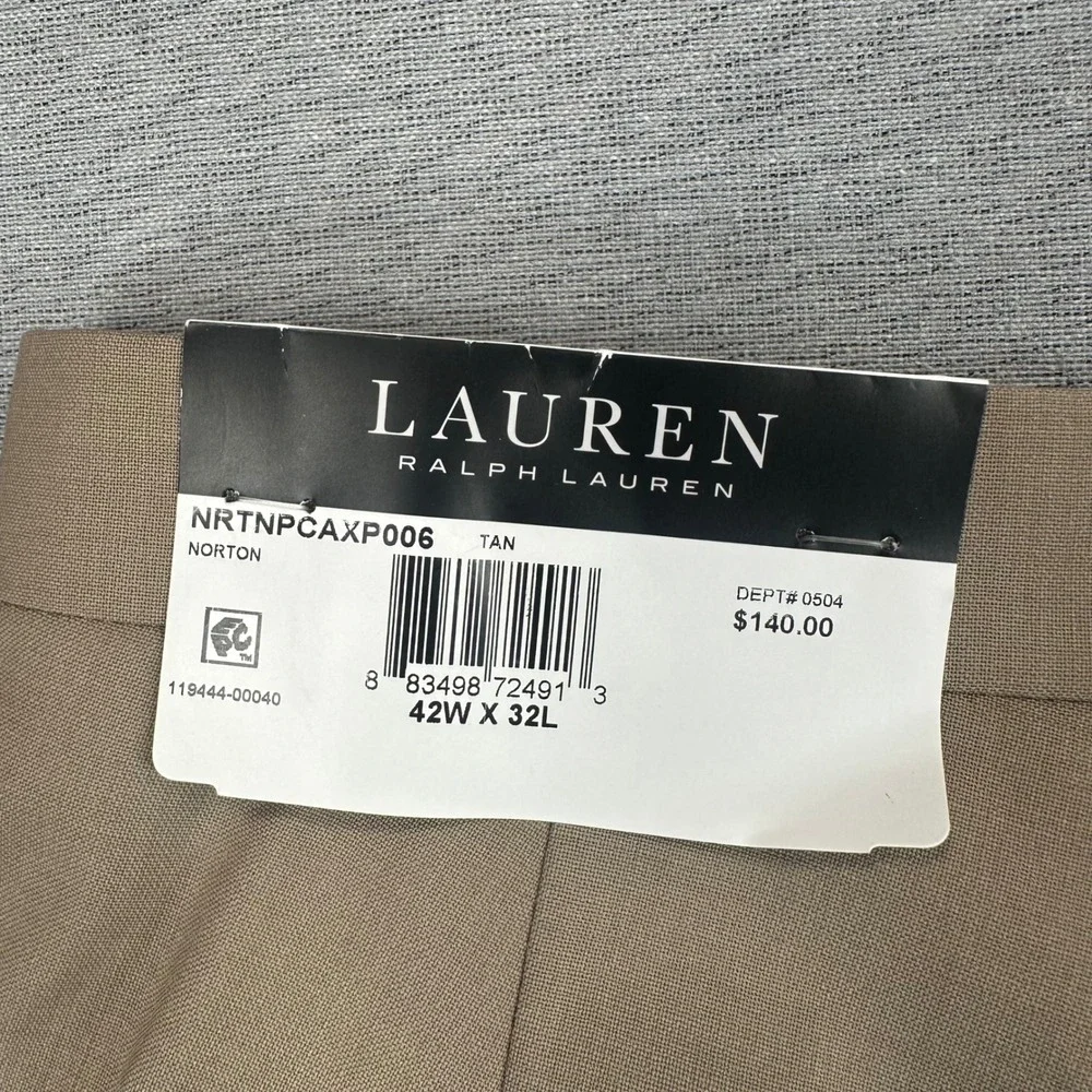 Lauren Ralph Lauren Dress Pants Mens 42x32 Tan UltraFlex Wool Blend Classic Fit